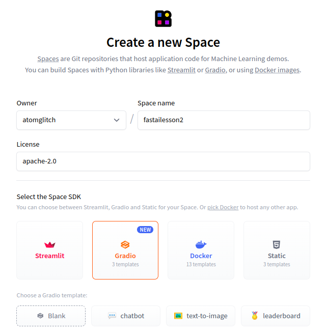 Create new space 1